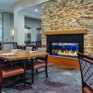 Bistro with fireplace