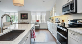 View of a spacious kitchen.