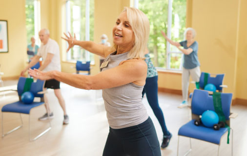 A group of people exercising